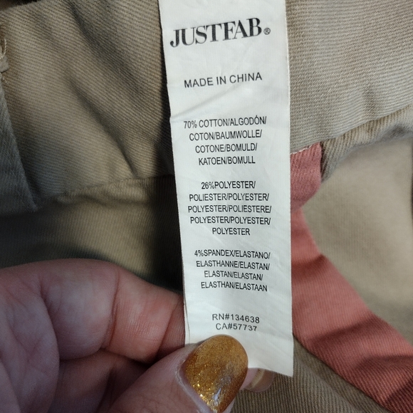 JustFab Pants Womens Extra Extra Large Chino Stripe Trousers Drawstring Tan - Picture 6 of 12